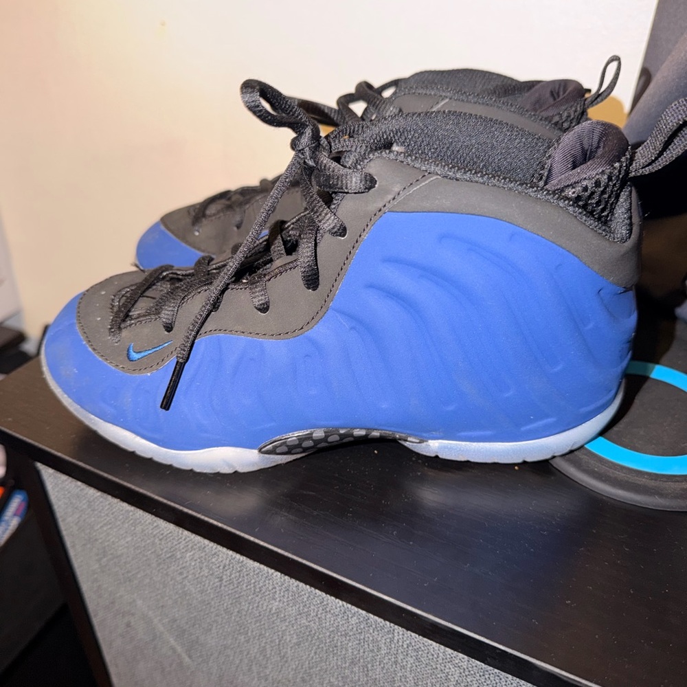 Nike Kids Black and Blue Foamposite Sneakers